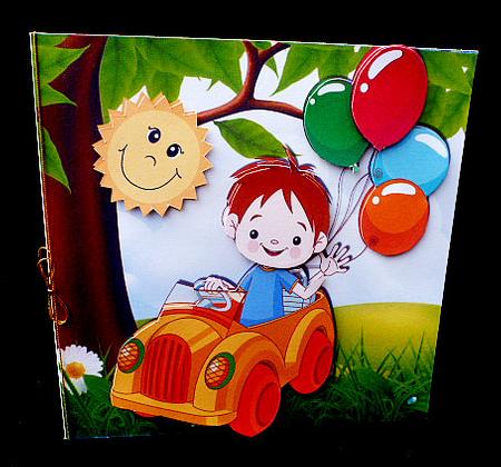 Little Boy Driving His Car in the Park with Sunshine 8x8 Kit by Diane  Hitchcox