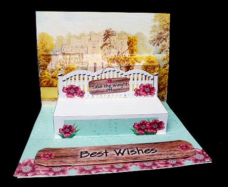 Red Rose Best Wishes 3D Pop-up Bench Mini Kit by Diane  Hitchcox
