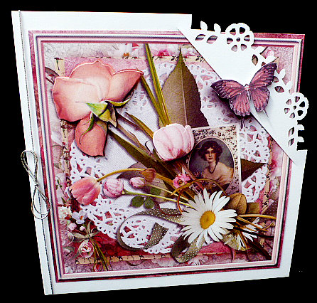 Cardtopper Singlesheet Soft Creme Peach Roses 110 by Diane  Hitchcox