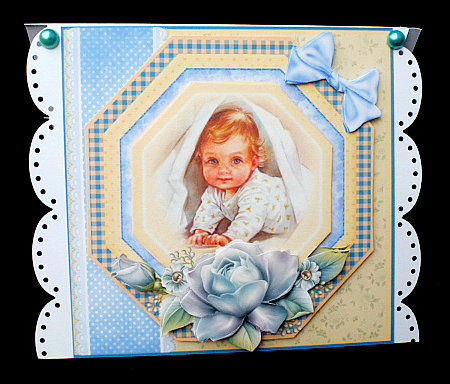 Porcelain Rose Baby Boy Card Front Kit by Diane  Hitchcox