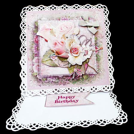Vintage Rose Spray on Layered Panel Card Front by Diane  Hitchcox