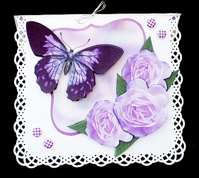 Purple Butterfly and Roses Square Card by Diane  Hitchcox