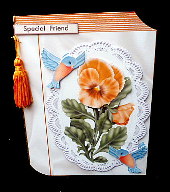 Pretty Yellow Pansies with Blue Birds on Lace Book Kit by Diane  Hitchcox