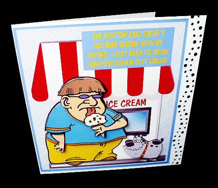 Ice Cream Man 8x8 Card- Humorous by Diane  Hitchcox