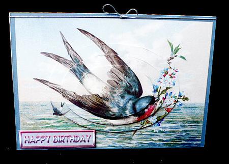 Vintage Bird with Flowers Oval Pyramid by Diane  Hitchcox