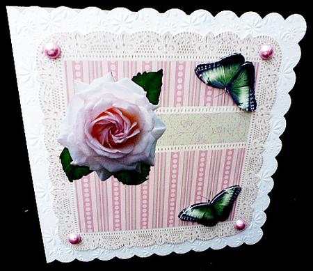 Mint and Pink Rose and Butterflies Card Kit by Diane  Hitchcox