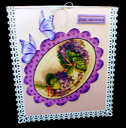 Pretty Purple Rose Pyramids with Roses & Bow A4 by Diane  Hitchcox