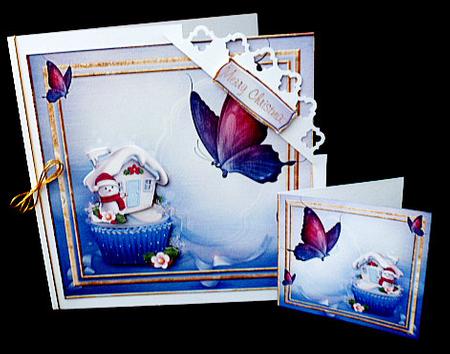 Cardtopper with Inlet Snowman Cupcake 386 by Diane  Hitchcox