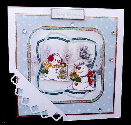 The Snowmens Christmas Eve 7x7 Card with Decoupage by Diane  Hitchcox