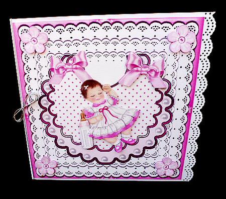 Cute Little Baby Girl on Bib with Bows and Lace 8x8 Mini Kit by Diane  Hitchcox