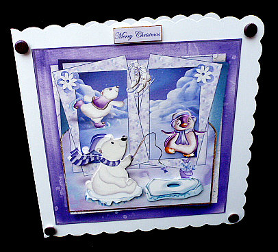 Winter Fun with the Snowman 7x7 Card with Decoupage by Diane  Hitchcox