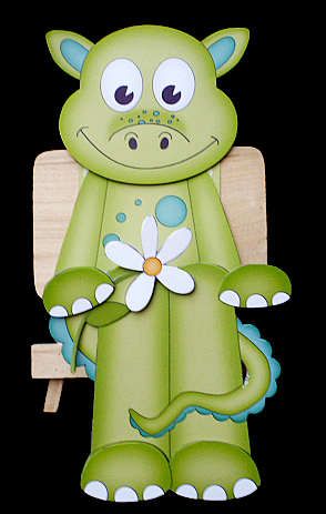 3D on the Shelf Card Kit - Little Dinosaur Denis by Diane  Hitchcox