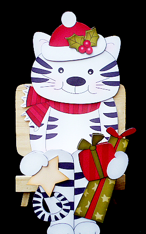 3D on the Shelf Card Kit - Christmas Cat Muffin by Diane  Hitchcox