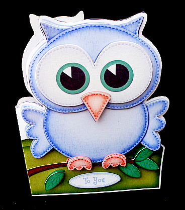 3D Little Hoot the Owl Shaped Card Decoupage & Envelope by Diane  Hitchcox
