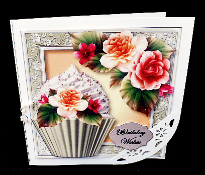 Peach Begonias Cupcake 8x8 Quick Topper by Diane  Hitchcox