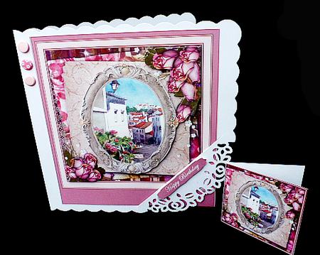 Vintage Roses and Village Scene by Diane  Hitchcox