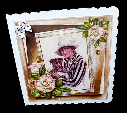 Vintage Lady and Her Friend Timmy the Dog 7x7 Card by Diane  Hitchcox