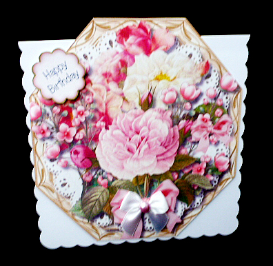 Beautiful Octagonal with Pink Mixed Roses  by Diane  Hitchcox