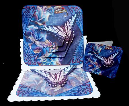 Cardtopper Lovely Butterfly Blue Magenta 402 by Diane  Hitchcox