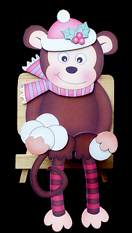 3D on the Shelf Card Kit - Christmas Snowballing Monkey by Diane  Hitchcox