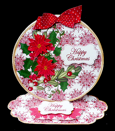 Red Poinsettia Happy Christmas Circle Easel Card m Kit by Diane  Hitchcox