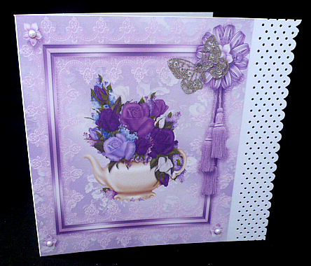 Purple Tea Pot Roses Just for You Topper and Tags by Diane  Hitchcox