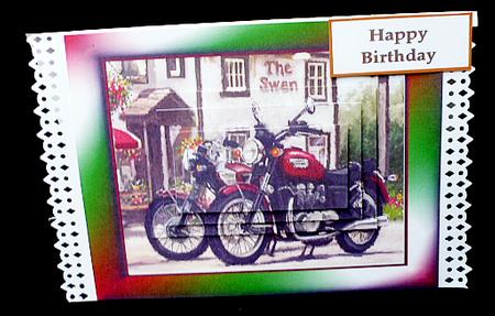 Vintage Motorbikes Outside a Country Pub Pyramids by Diane  Hitchcox