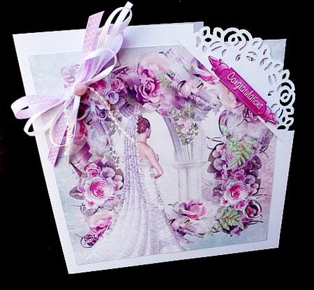 Pink Flowers Wedding Card by Diane  Hitchcox