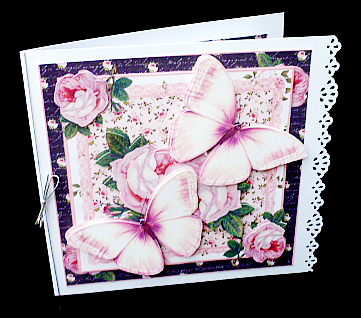 Pink Rose Butterflies Card Front Kit by Diane  Hitchcox