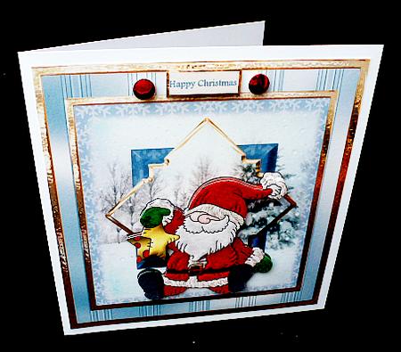 Santa and His Gold Star 7x7 Card with Decoupage by Diane  Hitchcox