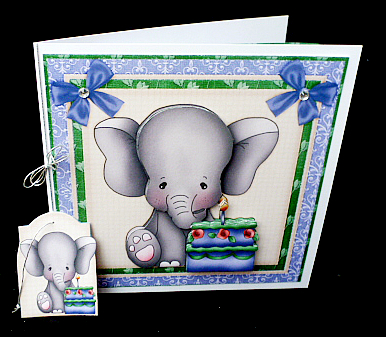 Elephant Birthday Boy Cardtopper Kit 516 by Diane  Hitchcox