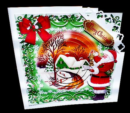 Cottage in the Snow with Santa Oval Pyramid 8x8 Mini Kit by Diane  Hitchcox