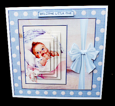 Vintage Soft Blue Baby Boy Cardtopper 527 by Diane  Hitchcox