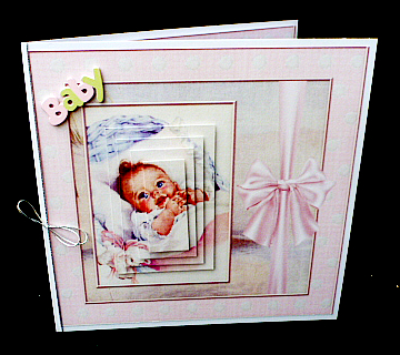 Vintage Soft Pink Baby Girl Cardtopper 526 by Diane  Hitchcox