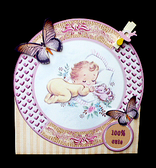 Round Over the Top Card Baby Girl Yellow 535 by Diane  Hitchcox