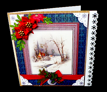 Traditional Christmas Scene with Poinsettias ,  by Diane  Hitchcox
