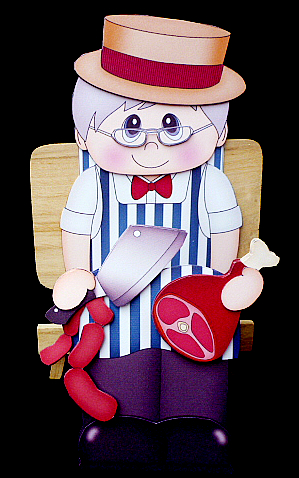 3D on the Shelf Card Kit - Little Old Man Butcher Mr Jones by Diane  Hitchcox