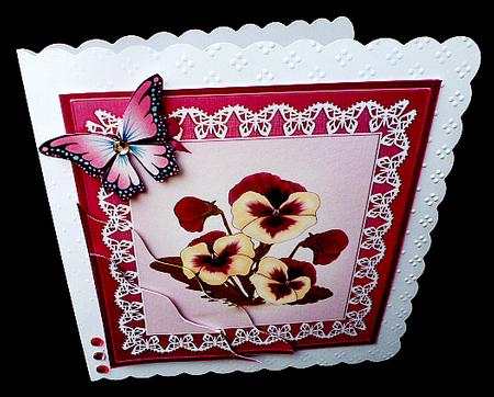 Pansy on Butterfly Lace Quick Card Wavy Corner Side Stacker by Diane  Hitchcox