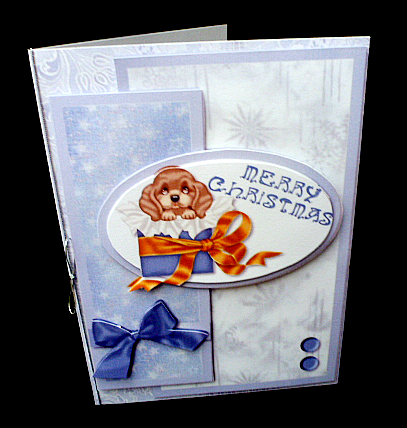 Oval Sketch Card - Christmas Box Puppy by Diane  Hitchcox