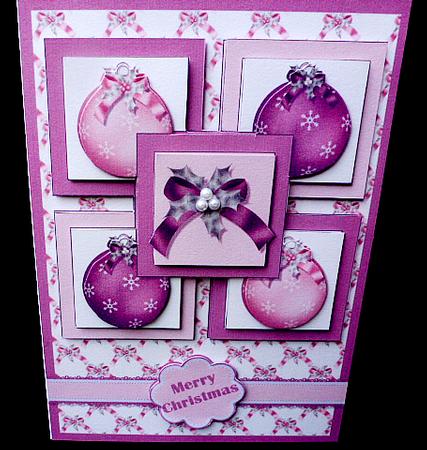 Squares Sketch Card - Pink and Purple Baubles by Diane  Hitchcox