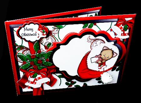 Sleeps Till Santa - A5 Landscape Big Bow Complete Card by Diane  Hitchcox