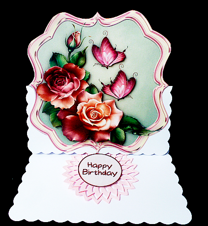 Scallop Topper Vintage Roses & Butterflies by Diane  Hitchcox