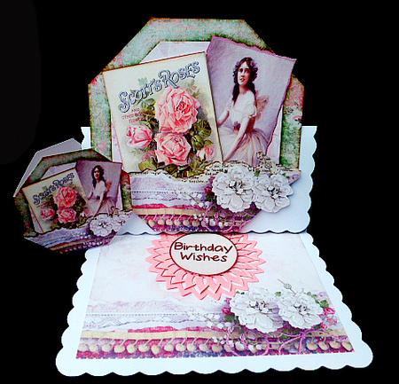 Shaped Card Vintage Rose Romance 350 by Diane  Hitchcox