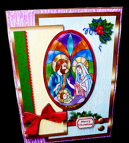 Oval Sketch Card - Stained Glass Nativity by Diane  Hitchcox