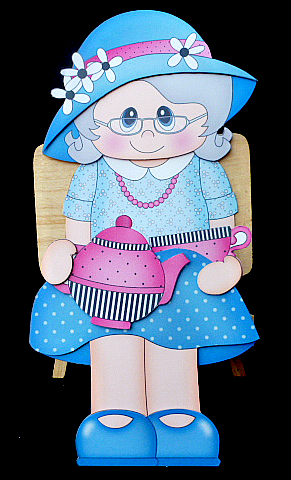 3D on the Shelf Card Kit - Gossip Galz - Tea Pot Thora by Diane  Hitchcox