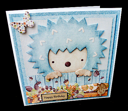 Cardtopper Cute Little Hedgehog Blue 582 by Diane  Hitchcox