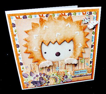 Cardtopper Cute Little Hedgehog Orange 584 by Diane  Hitchcox