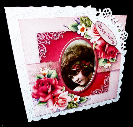 Vintage Cameo with Summer Roses 8x8 Quick Topper by Diane  Hitchcox