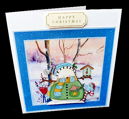 Snowman and His Bird Friend 7x7 Card by Diane  Hitchcox