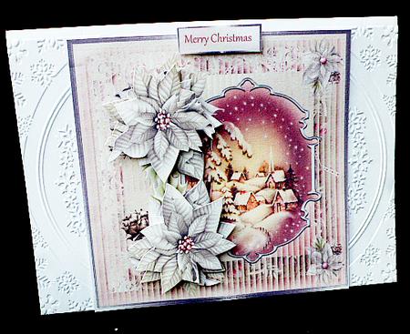 Pink Vintage Christmas 7x7 Card with Decoupage by Diane  Hitchcox